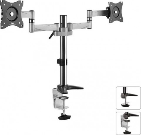 Laikiklis dviems monitoriams 13-27" 2x8kg Maclean MC-714 pilkas